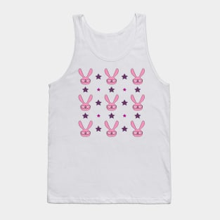 Pink rabbit and different stars pattern Tank Top